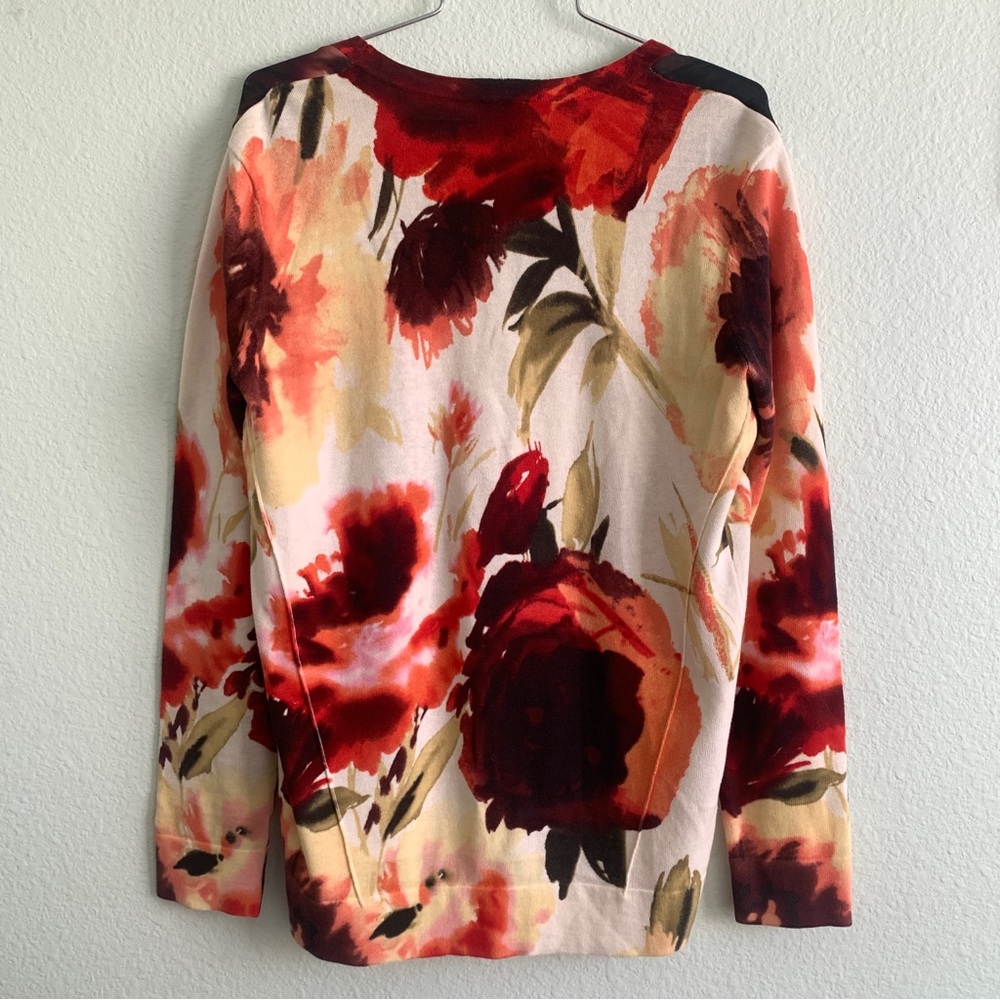 HAUTE HIPPIE watercolor floral long sleeve cardigan silk cotton Small - Picture 3 of 10